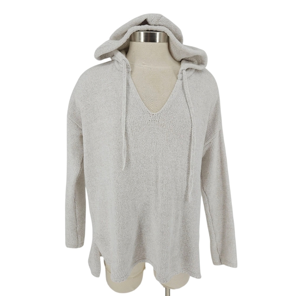 Aerie Hoodie Chenille Knit Hooded Pullover Gray Long Sleeve Sweatshirt Small